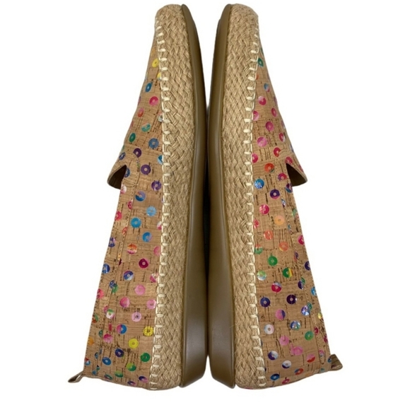 Vaneli Sport Niobe Tan Multicolored Cork Espadrille Flats 11 Wide Van Eli - Picture 5 of 8